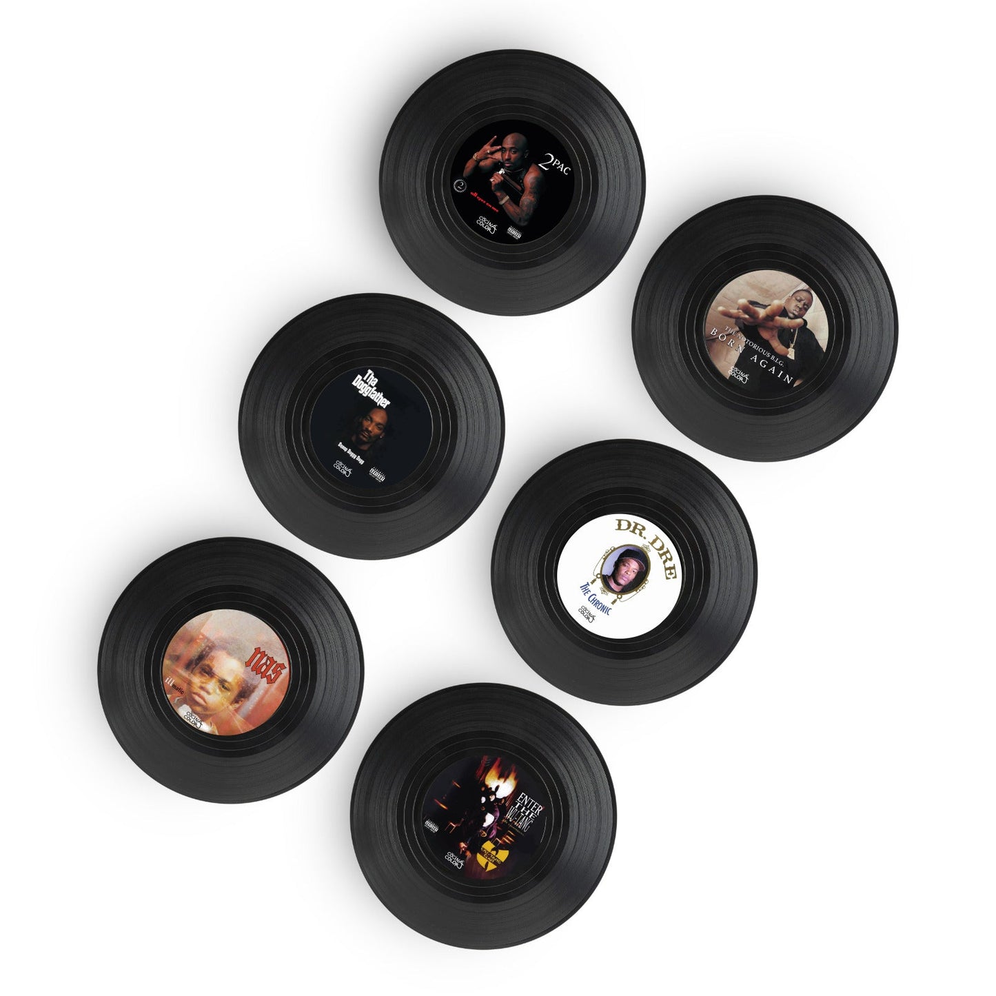 Posavasos Vinilos Rap East/West Side - Set de 6