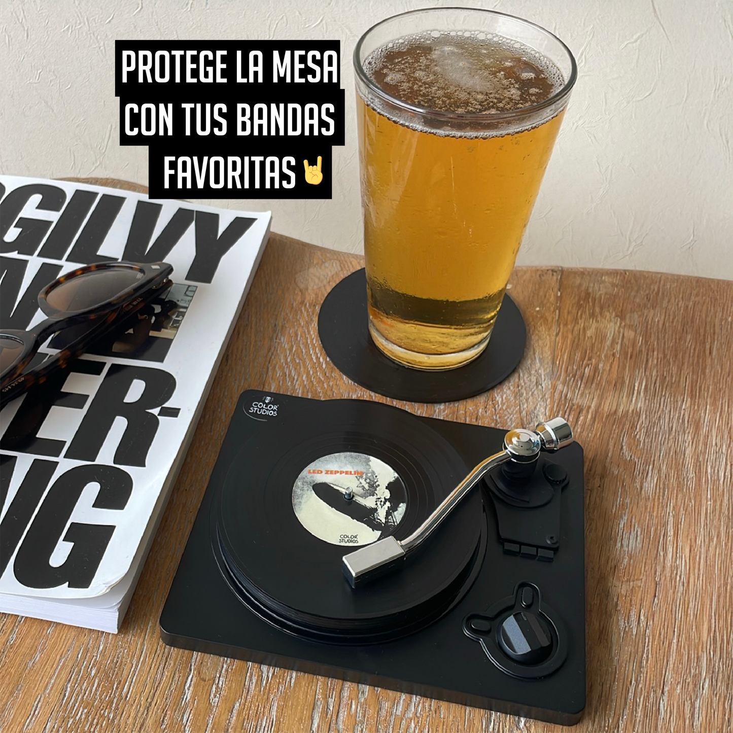 Posavasos Vinilos Rock 60s 70s- Set de 6