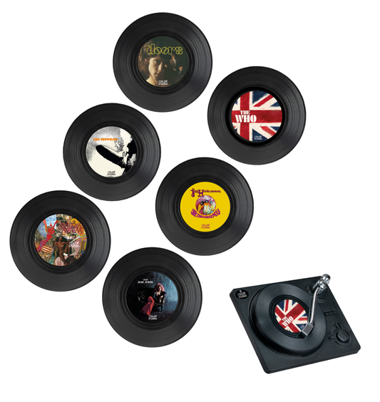 Posavasos Vinilos Rock 60s 70s- Set de 6